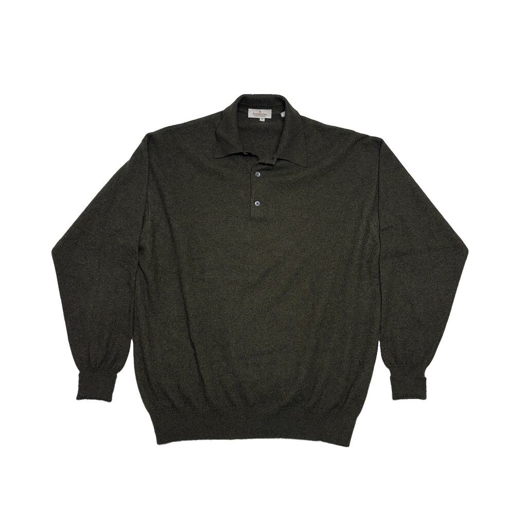 Zegna 100% Cashmere Sweater Mens XXL Olive Old Money Made In Italy Designer